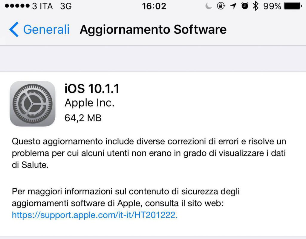 iOS 10.1.1 - Rilasciato (1)