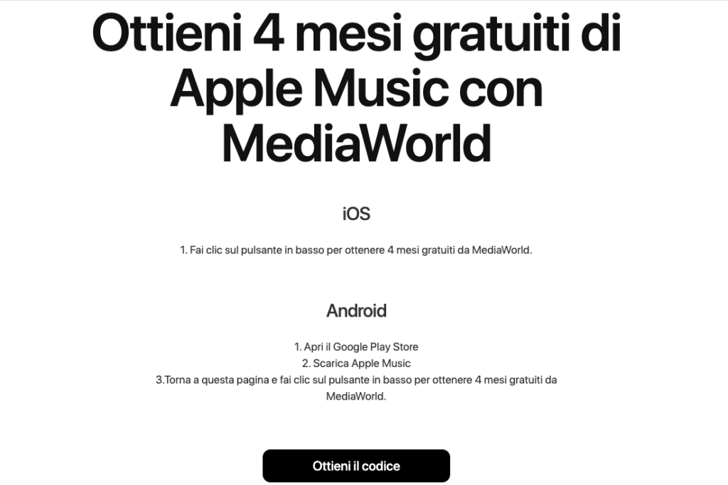 4 mesi Apple Music