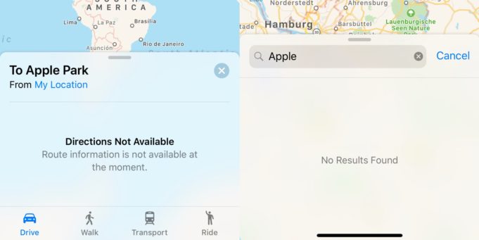 apple maps down