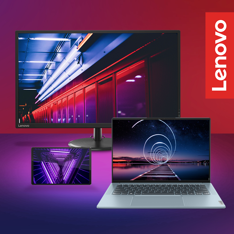 Con lo Yoga Slim 7 Pro X, il tablet Lenovo M10 FHD ed il monitor Lenovo da 31" QHD, potrai godere della massima velocità, portabilità e qualità delle immagini, per qualsiasi tipo di esigenza! Scegli il meglio!